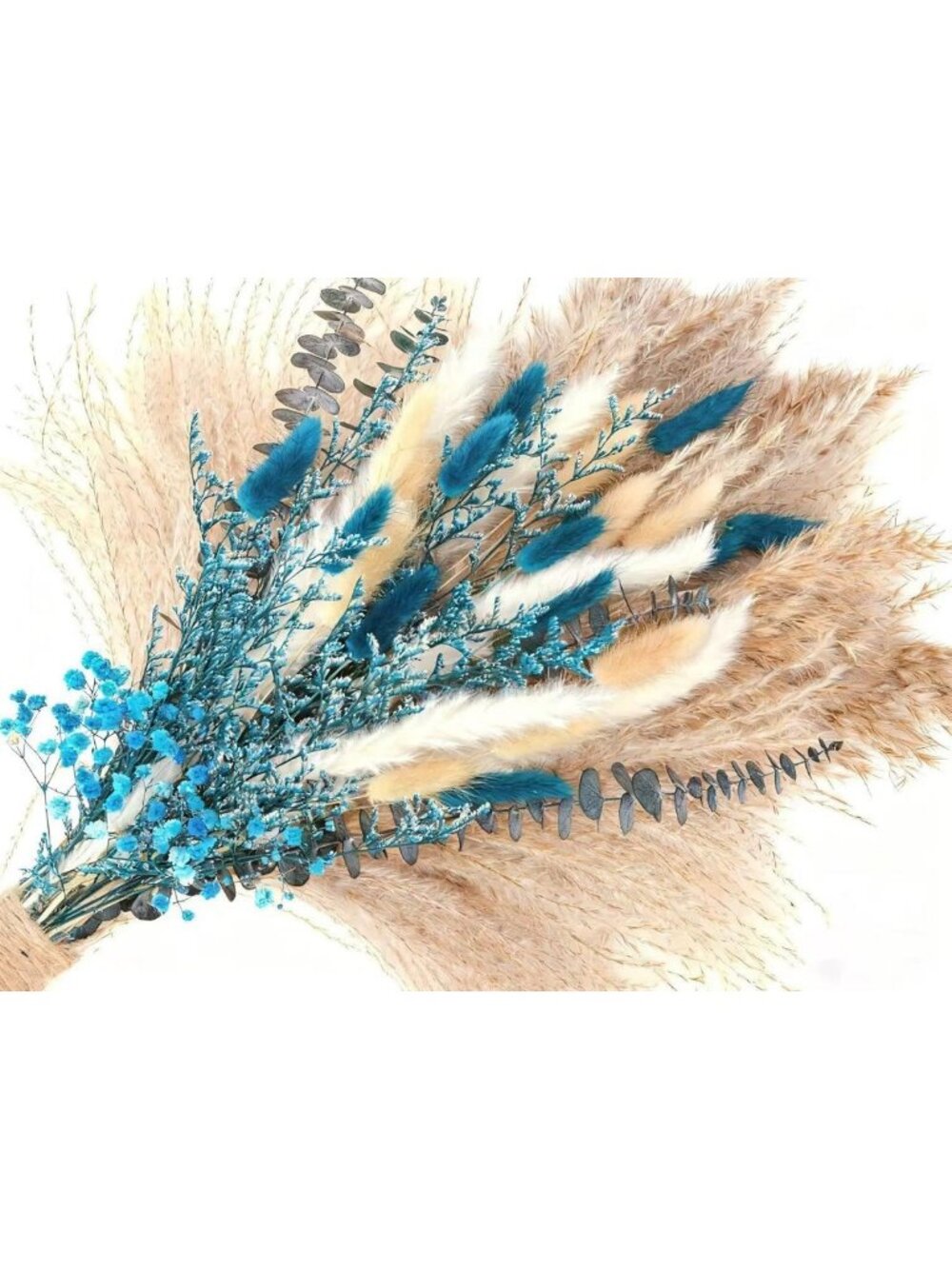 Boho Decor Pampas Grass & Baby's Breath Eucalyptus Bouquet - Rustic Home Accent